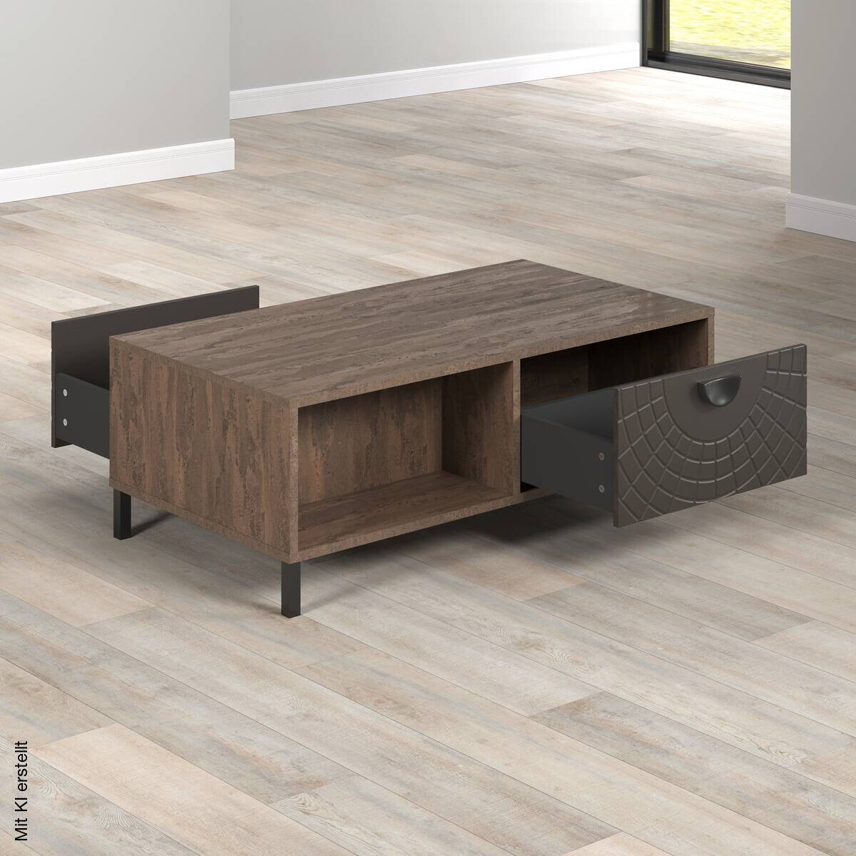 Couchtisch Fusion Eiche dunkel Nachbildung bronze Optik B/H/T: ca. 110x37x60 cm