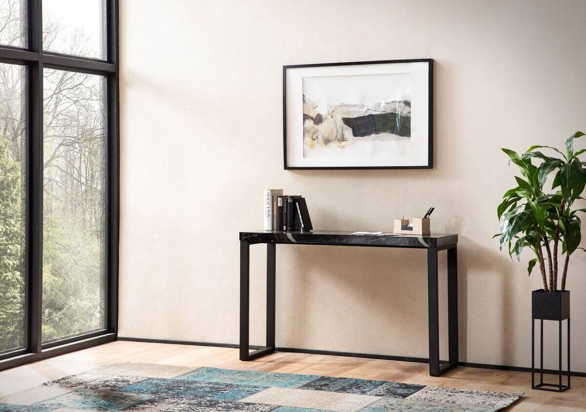 Konsolentisch schwarz Marmor Optik MDF B/H/T: ca. 120x76x40 cm