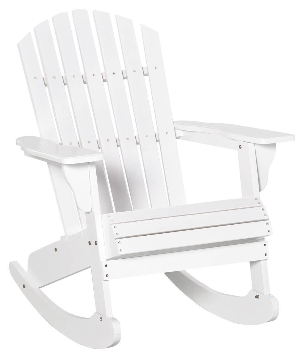 Outsunny Schaukelstuhl weiß Holz B/H/L: ca. 94x97x77 cm