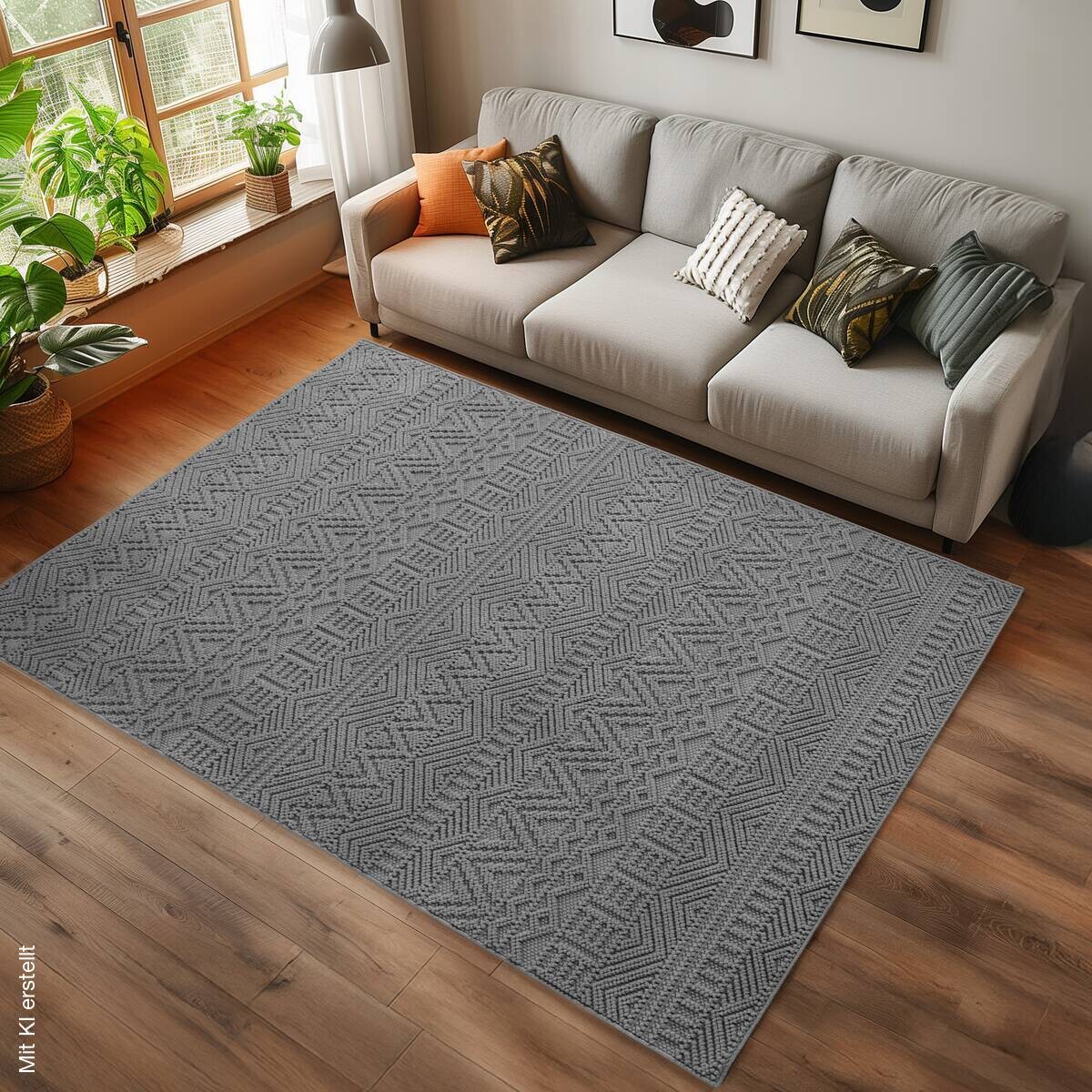 Ayyildiz Kurzflorteppich HELIX silber B/H/L: ca. 120x0,7x170 cm