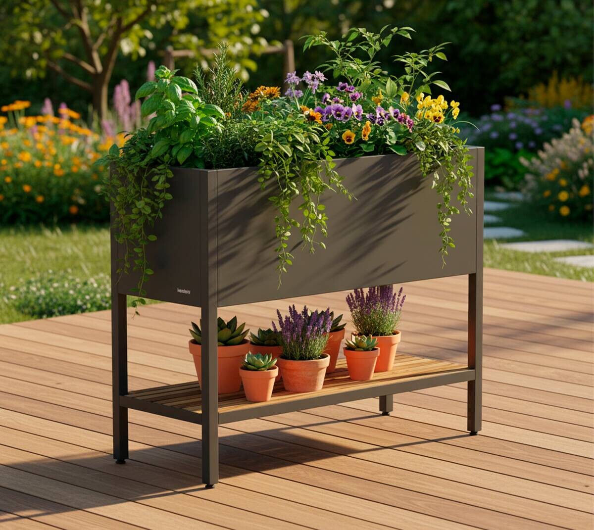 Herstera Garden Hochbeet Deco anthrazit Stahl B/H/L: ca. 100x80x40 cm