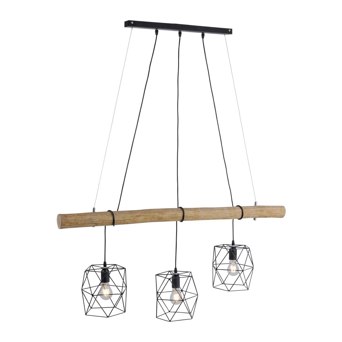Just Light Pendelleuchte 15503-18 Eisen Holz Kunststoff B: ca. 120 cm E27 3 Brennstellen