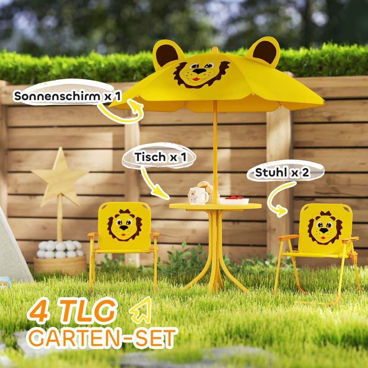AIYAPLAY Garten-Kindersitzgruppe gelb Polyester B/H/L: ca. 49,5x50x49,5 cm