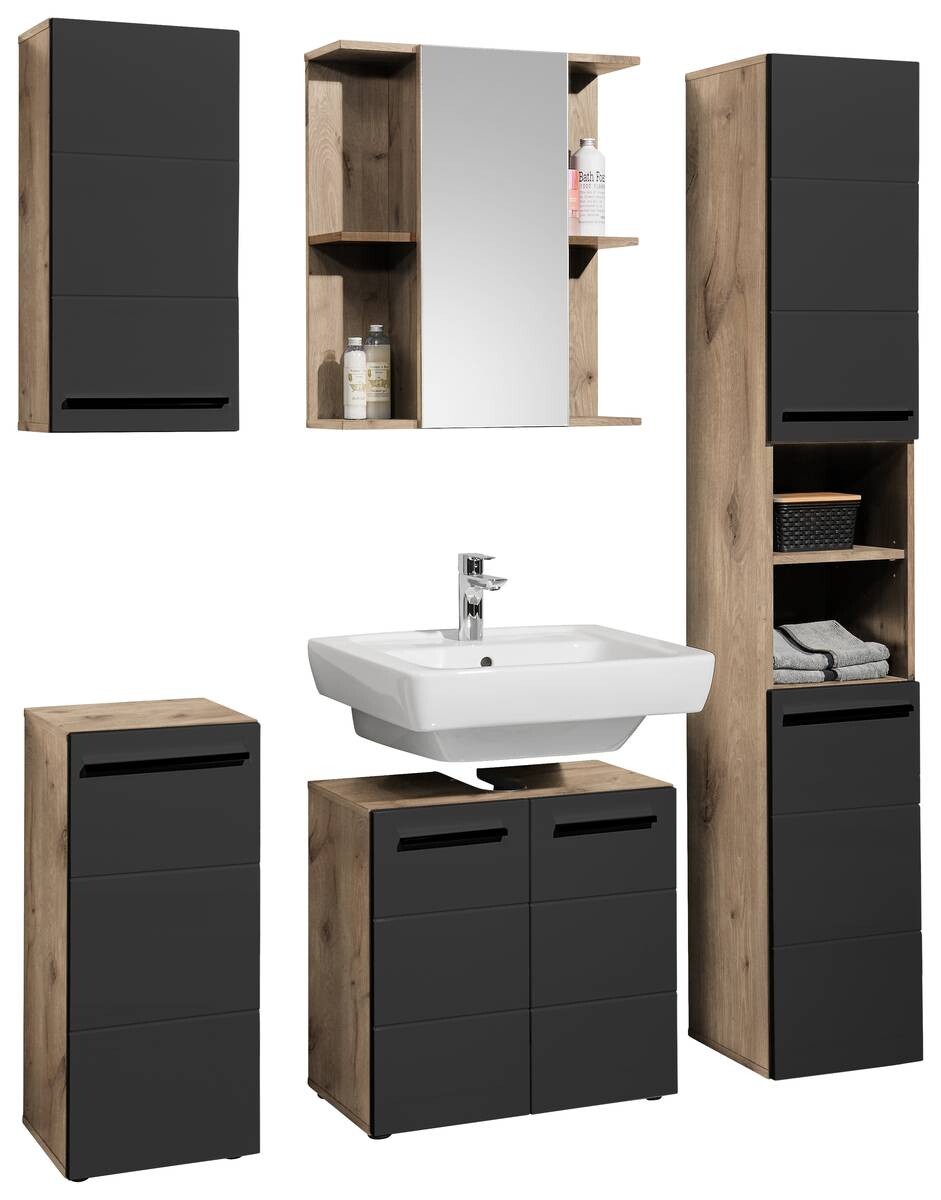 Hängeschrank Vista Oak Eiche Viking Nachbildung schwarz matt B/H/T: ca. 34x70x23 cm