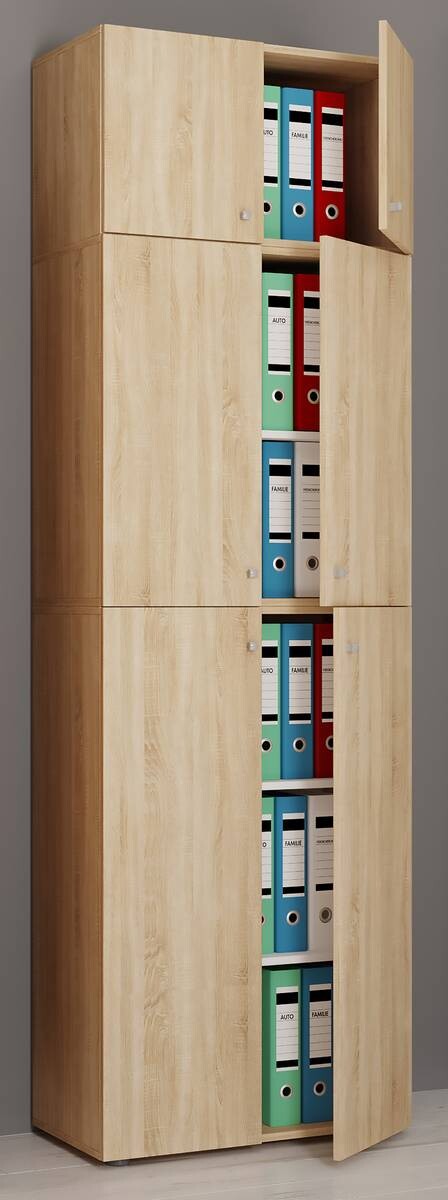 Büroschrank Lona Eiche Sonoma Nachbildung weiß B/H/T: ca. 70x223x39 cm