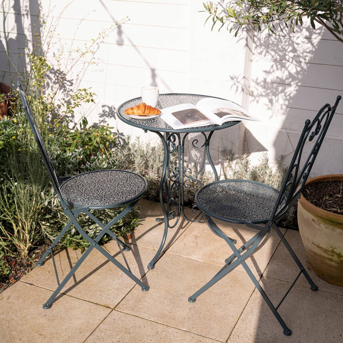 AXI Outdoor Living Bistroset Eloise anthrazit Metall B/H/L: ca. 60x92x60 cm