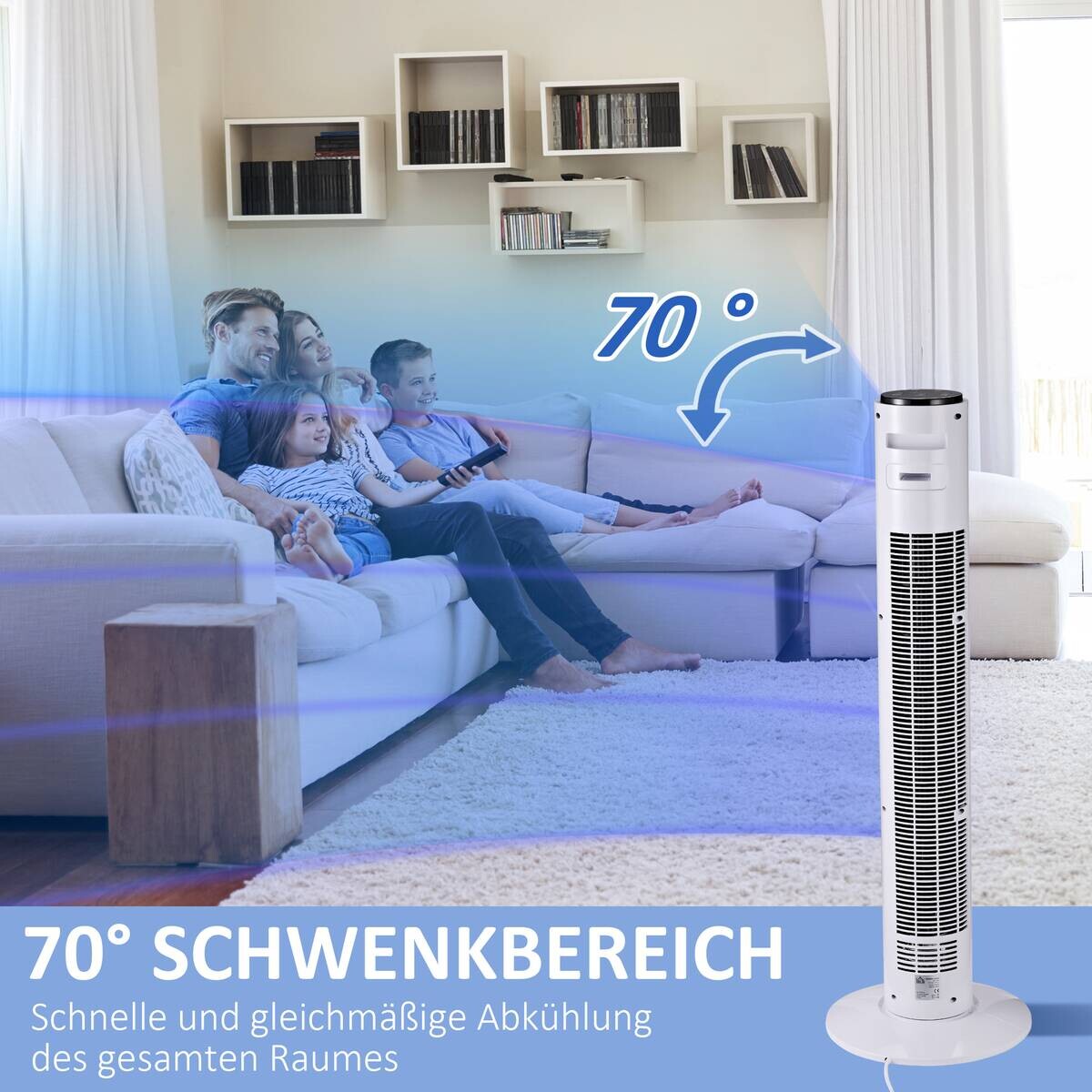 HOMCOM Ventilator schwarz Edelstahl Kunststoff Polypropylen B/H/L: ca. 32x32x96 cm