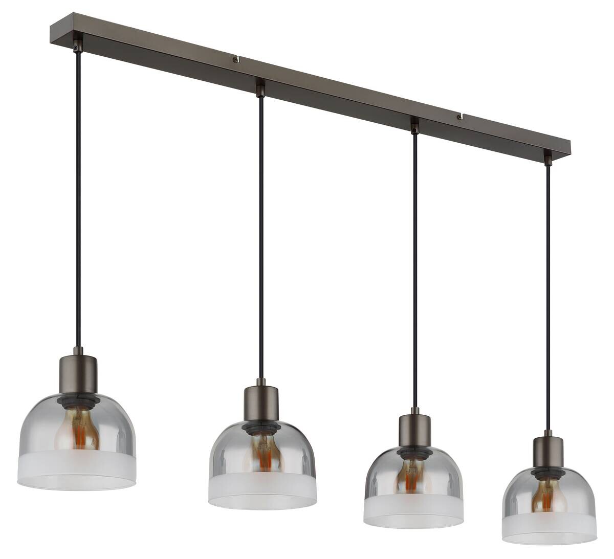 GLOBO Pendelleuchte Rauch schwarz Metall Glas B/H/L: ca. 15x120x105 cm E27 4 Brennstellen