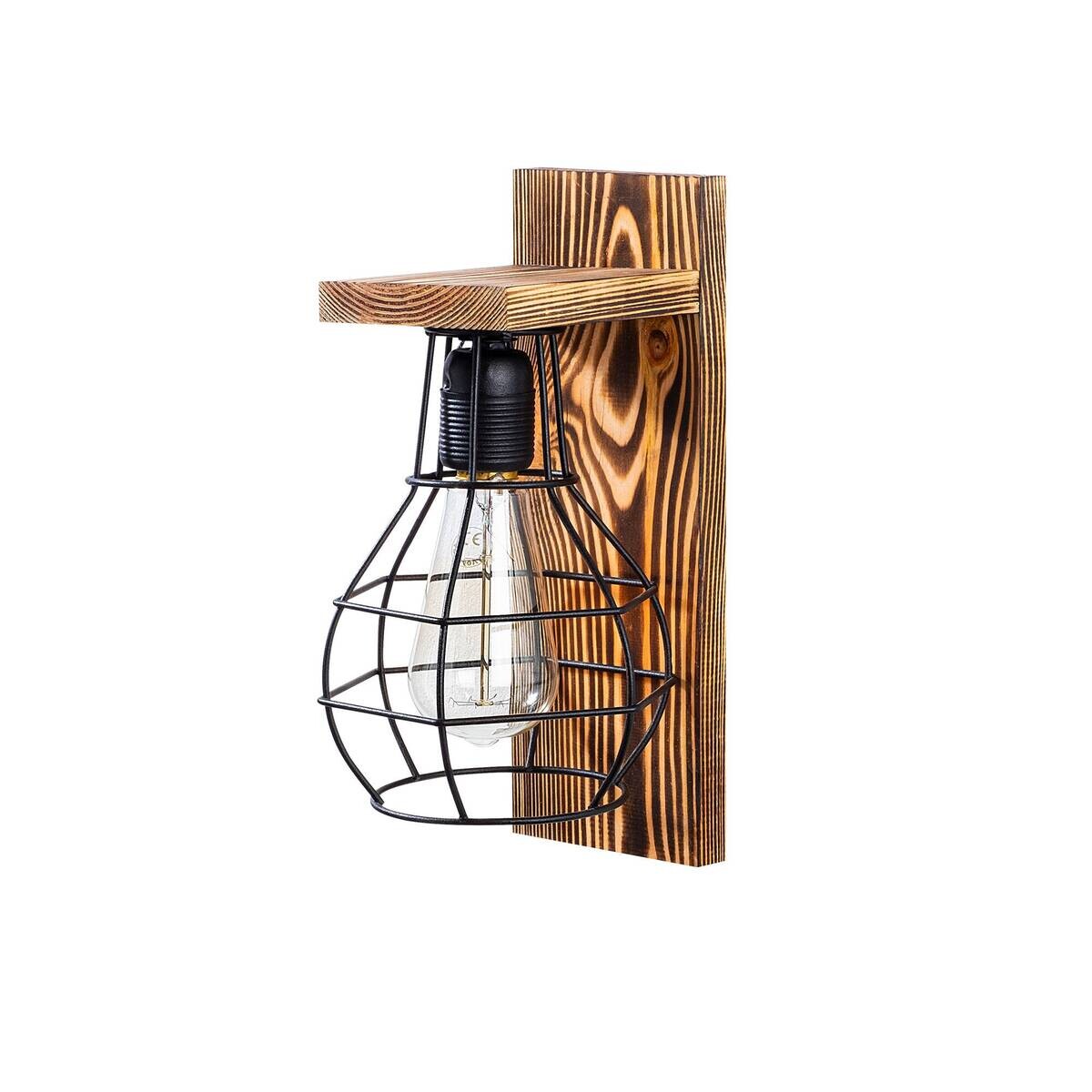 Opviq Wandleuchte Holzoptik Holz B/H/L: ca. 16x30x16 cm E27 1 Brennstellen