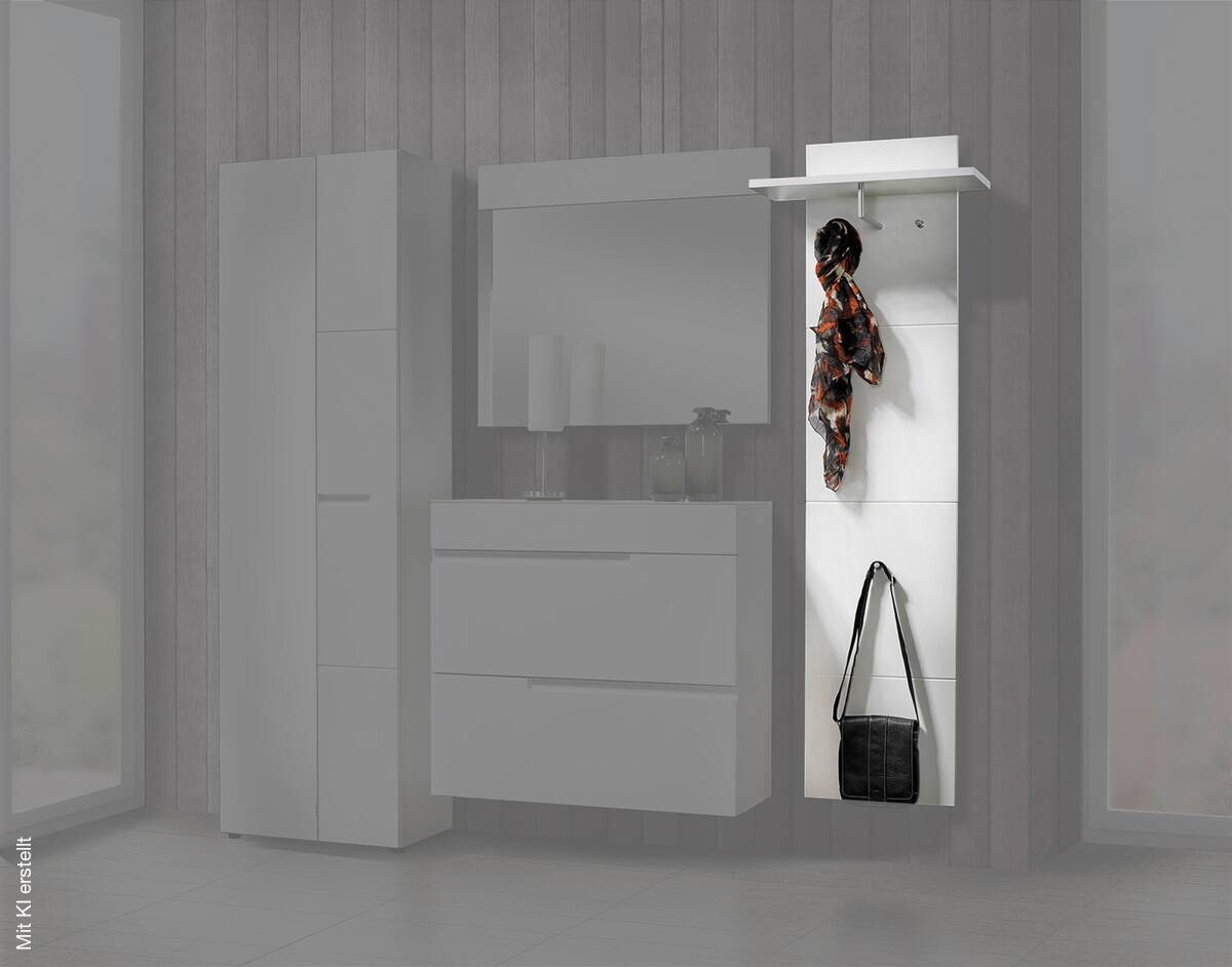 Garderobenpaneel Mailand weiß weiß Hochglanz B/H/T: ca. 60x183x30 cm