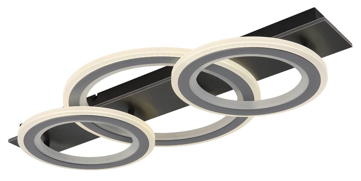 GLOBO LED-Deckenleuchte Opal mattschwarz grau Acryl Metall Kunststoff B/H/L: ca. 37x8x73 cm 1 Brennstellen