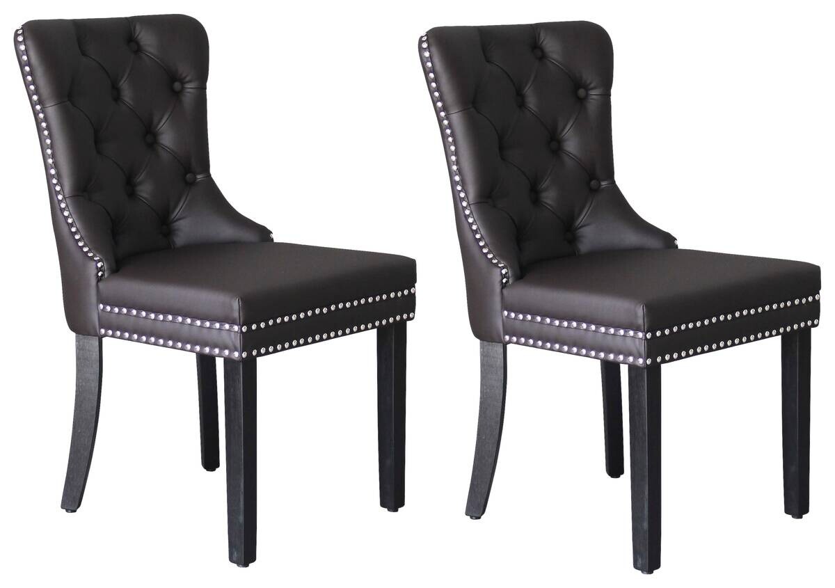 Stuhl DOMINO, 2er-Set schwarz braun Kunstleder B/H/T: ca. 48,5x93x61 cm