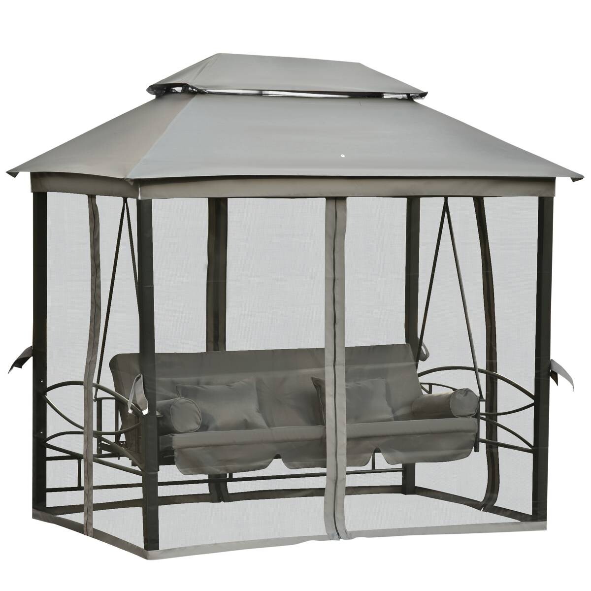 Outsunny Hollywoodschaukel grau Stahl B/H/L: ca. 172x248x256 cm