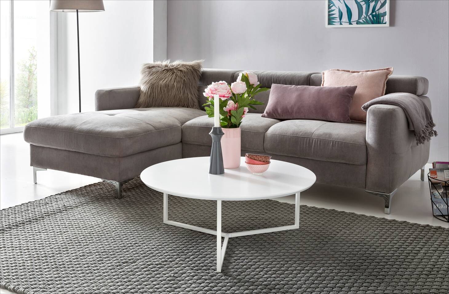 Wohnling Couchtisch weiß weiß MDF Metall B/H/T: ca. 80x33x80 cm