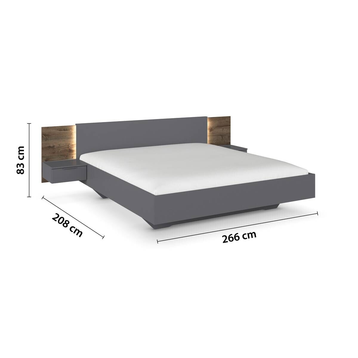 Bettanlage Marbella grau B/H/T: ca. 266x83x208 cm Liegefläche B/L: ca. 180x200 cm