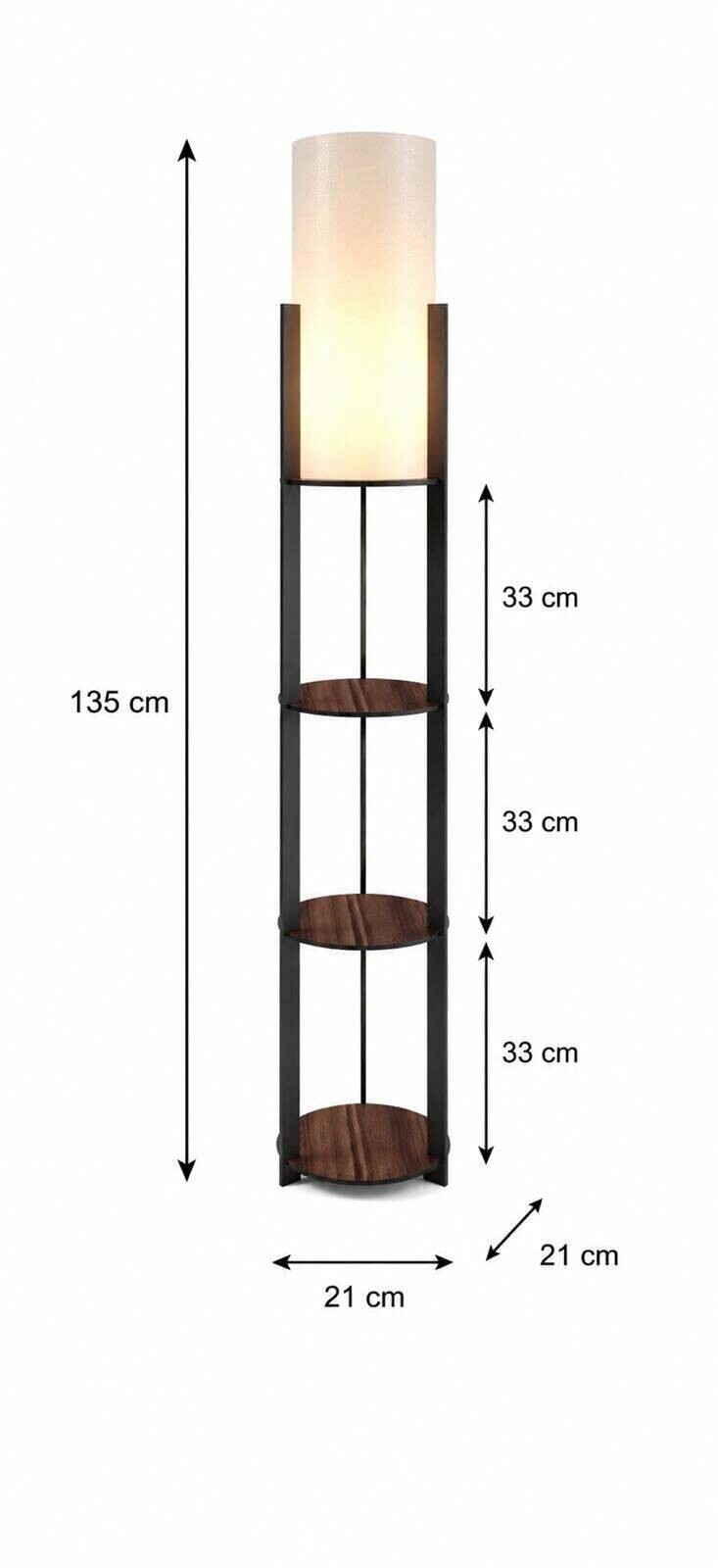 Stehleuchte nussbaum PVC MDF B/H/L/D: ca. 17x135x17x17 cm E27 1 Brennstellen