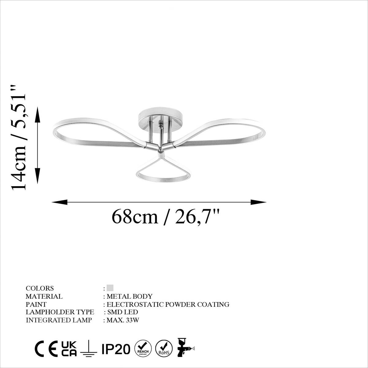 Opviq LED-Pendelleuchte Chrom B/H/T: ca. 68x14x68 cm 3 Brennstellen