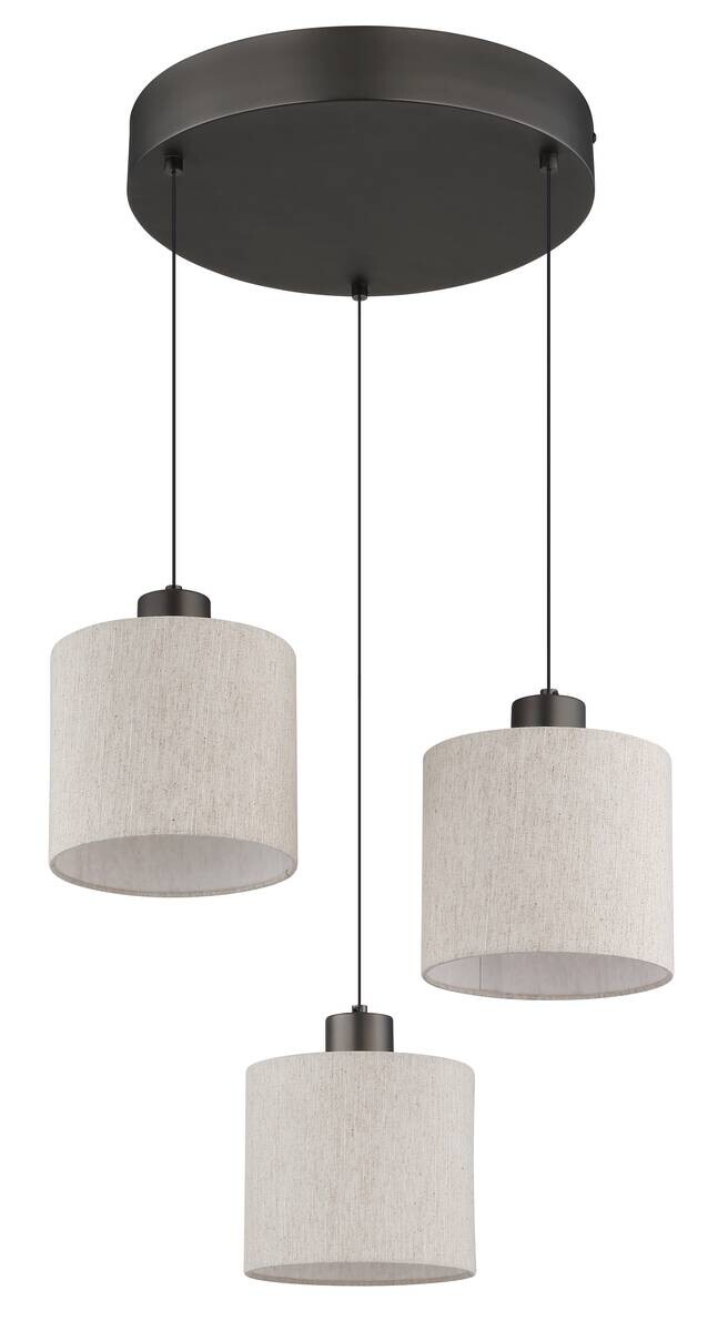 GLOBO Pendelleuchte creme schwarz Metall Leinen H/D: ca. 180x49 cm 1 Brennstellen