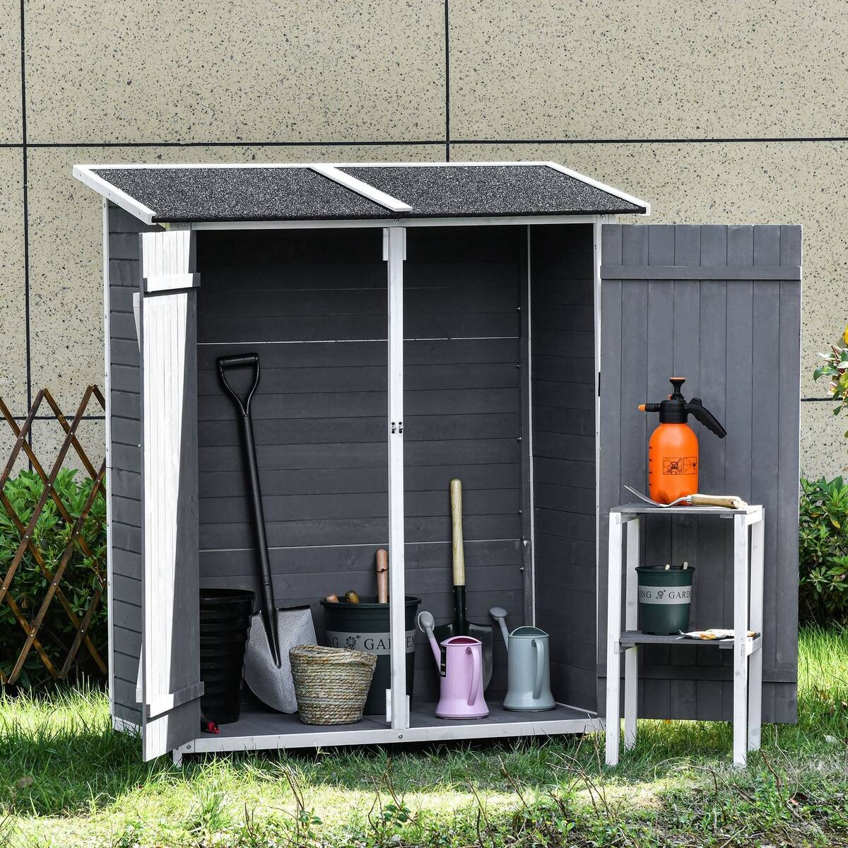 Outsunny Gartenhaus grau B/H/T: ca. 139x160x75 cm