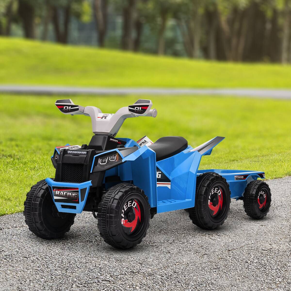 HOMCOM Kinder Elektrofahrzeug grau B/H/L: ca. 41,5x48,5x106 cm