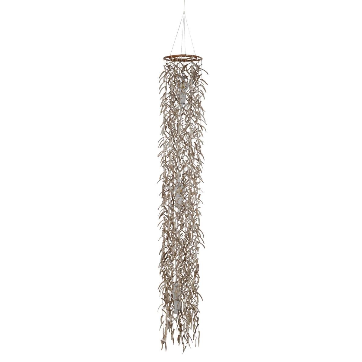 Näve Leuchten Pendelleuchte 6121111 beige Holz B/H/T: ca. 30x180x30 cm E27 3 Brennstellen