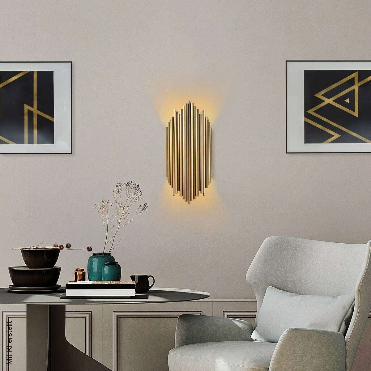 Opviq Wandleuchte gold Metall B/H/L: ca. 8x40x18 cm E14 1 Brennstellen