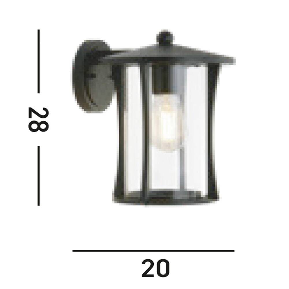 Wandaußenleuchte klar schwarz B/H/T/L: ca. 20x28x22x20 cm