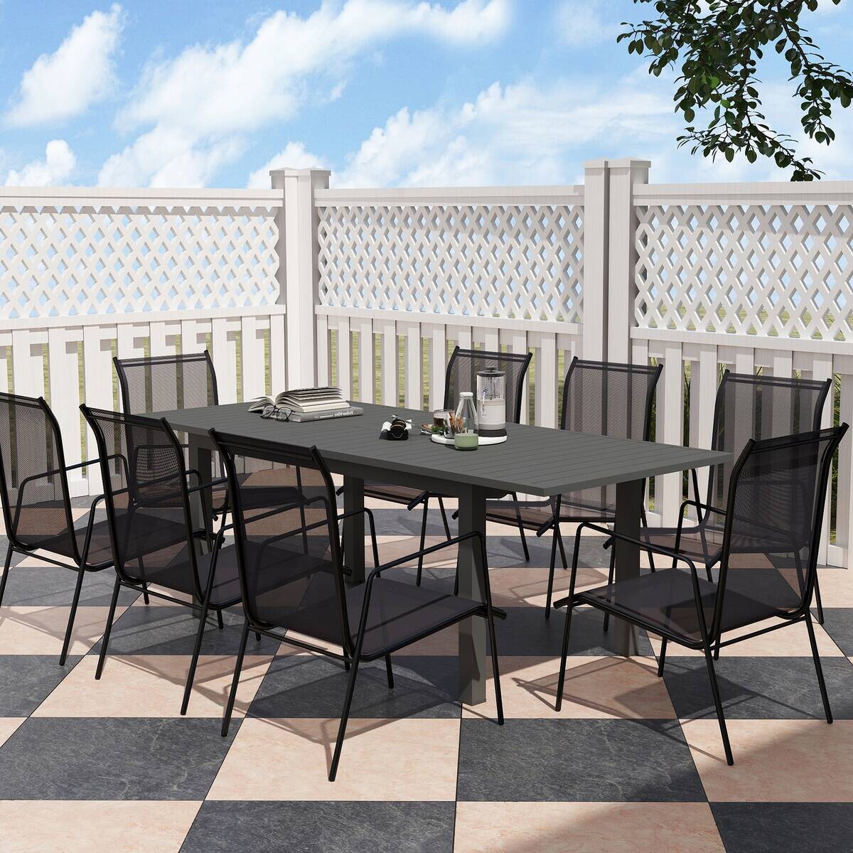 Outsunny Gartentisch grau Aluminium B/H/L: ca. 90x73x220 cm