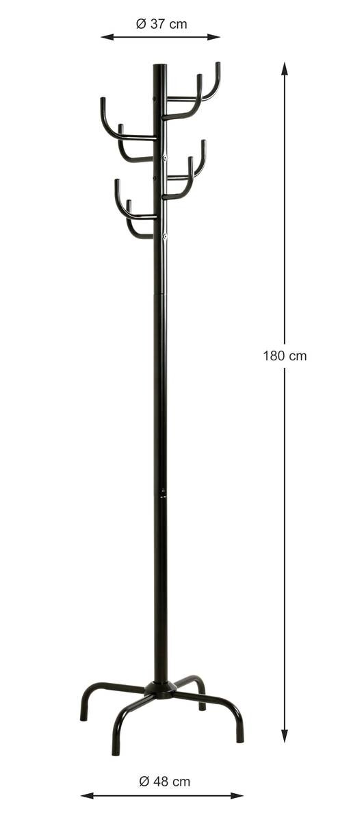Garderobenständer schwarz lackiert H/D: ca. 180x48 cm