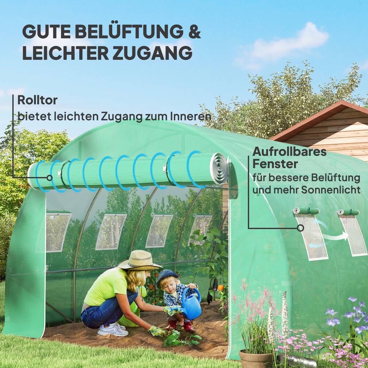 Outsunny Gewächshausfolie B/H/T/L: ca. 300x200x300x400 cm grün