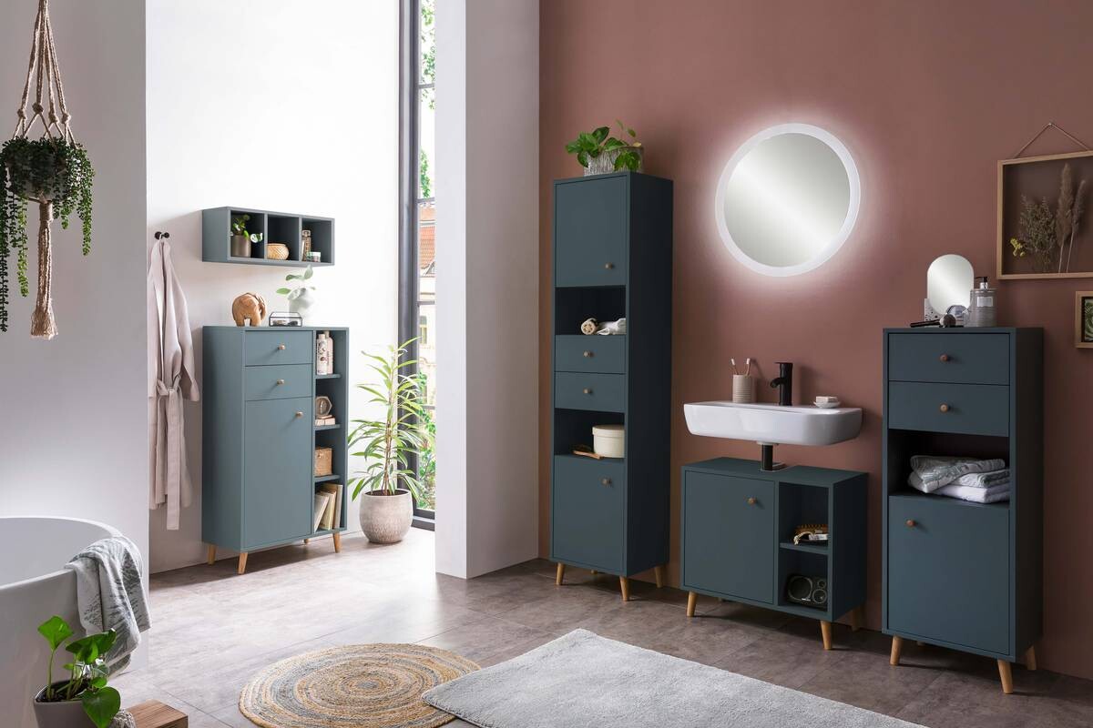 Waschbeckenunterschrank Bjarne Fjordblau B/H/T: ca. 60,2x59,3x33 cm