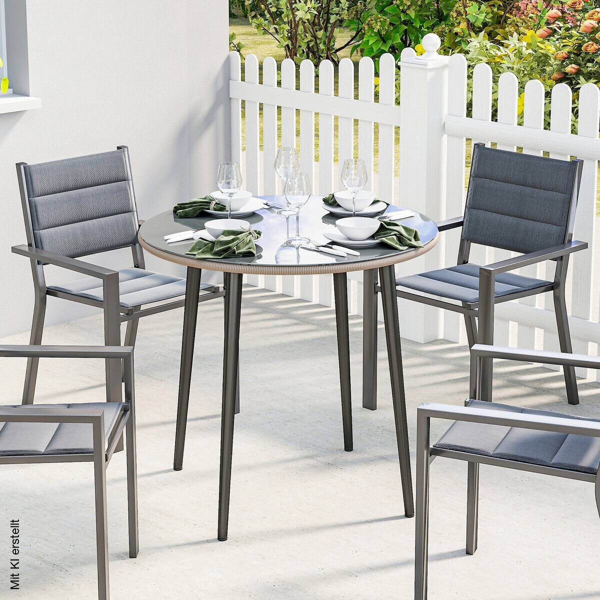 Outsunny Balkontisch grau Glas B/H/L: ca. 80x74x80 cm