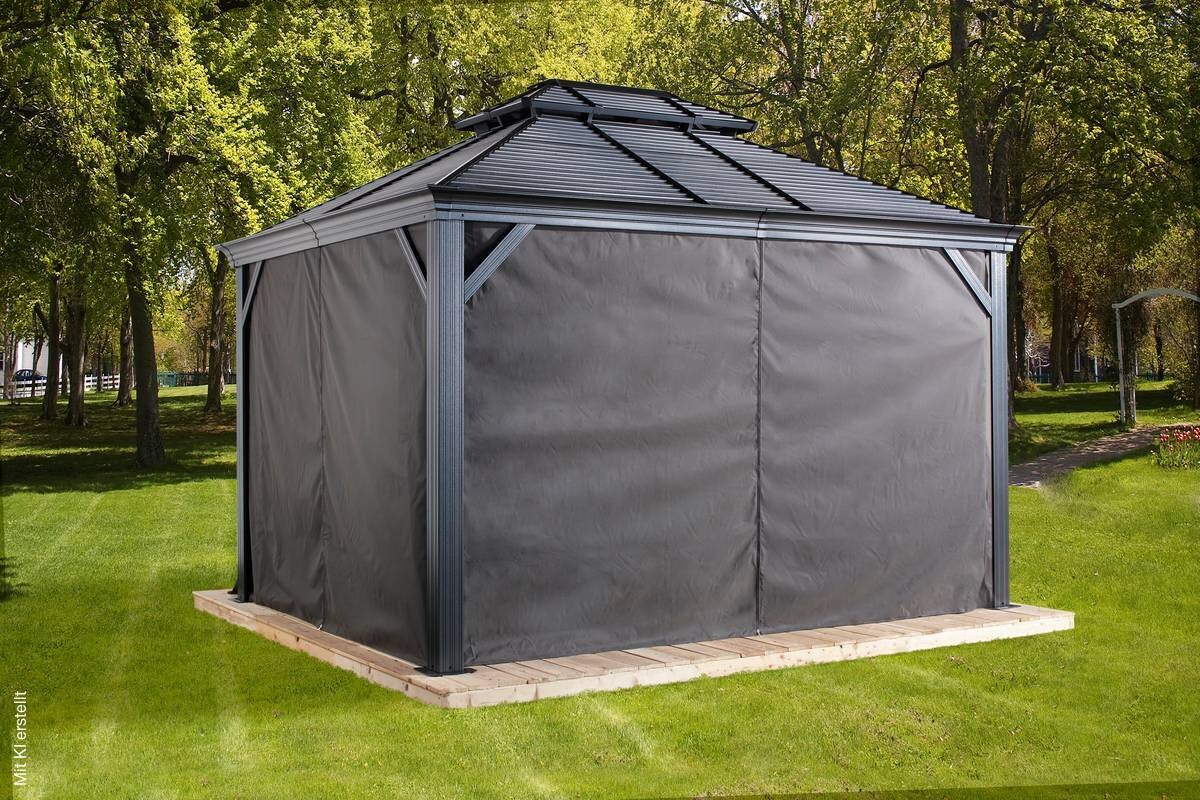 Sojag Pavillon-Vorhang-Set Mykonos/Moreno dunkelgrau Polyester B/T: ca. 380x254 cm