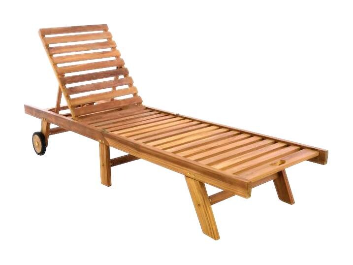 VCM Gartenliege braun Teakholz B/H/L: ca. 57x34x200 cm