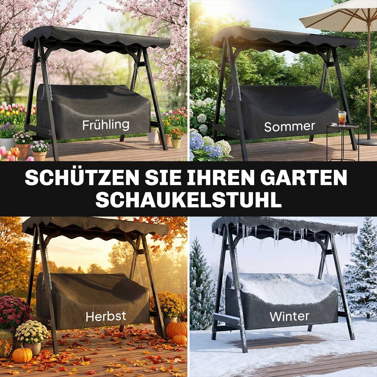 Outsunny Gartenschaukel-Abdeckung schwarz Polyester B/H/L: ca. 76x81x185 cm
