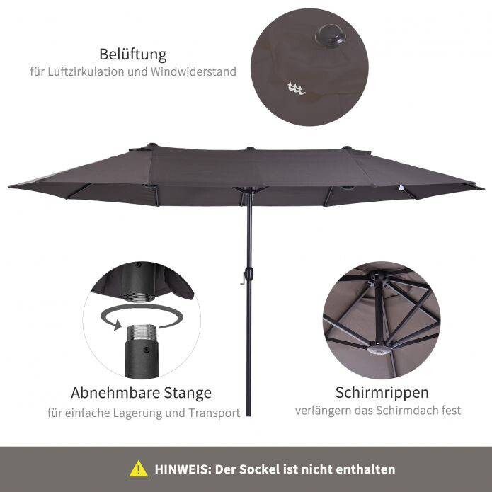 Outsunny Marktschirm grau Metall B/H/L: ca. 270x240x460 cm
