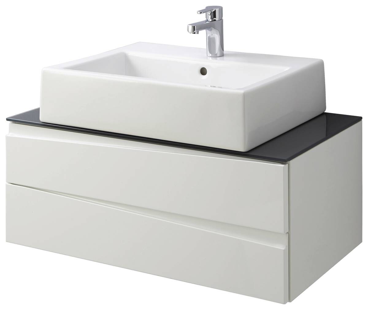 Waschplatz SHAPE grau weiß Hochglanz B/H/T: ca. 80x33x47 cm