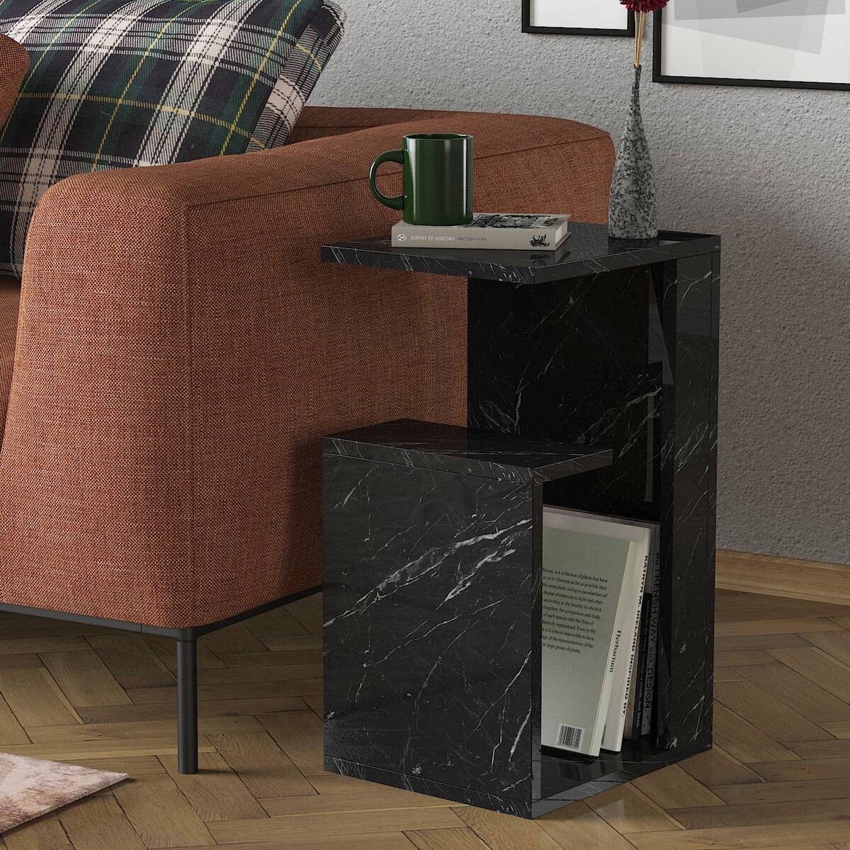 Beistelltisch Bendir Marmoroptik glänzend B/H/T: ca. 35x60x29,5 cm