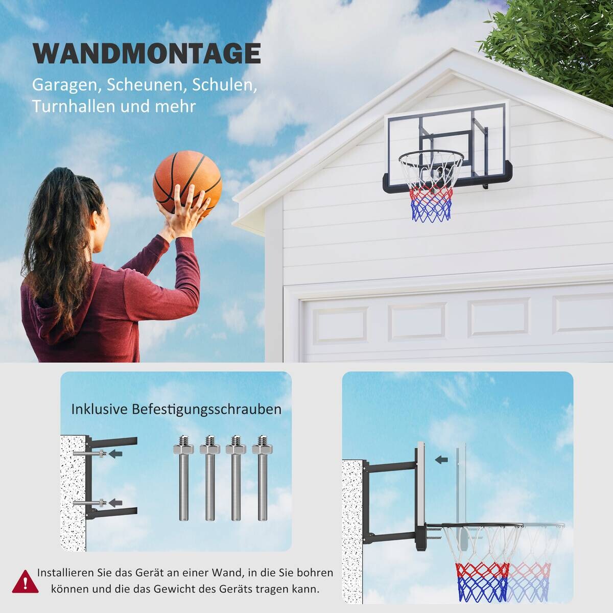 SPORTNOW Basketballkorb schwarz B/H/L: ca. 28x70x110 cm
