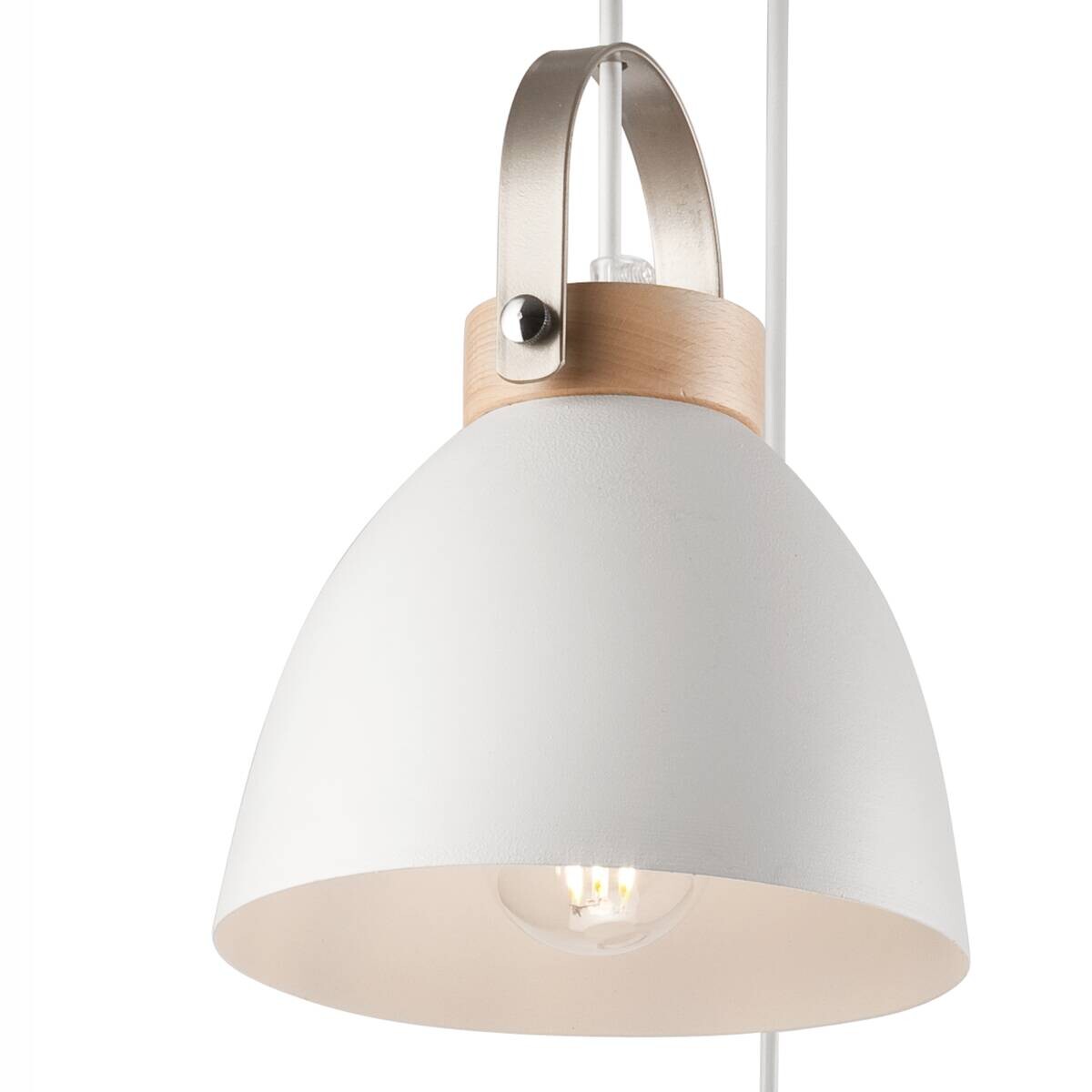 Lamkur Pendelleuchte DANIELLE 31811 weiß Holz Stahl H/L: ca. 79x37 cm E27 3 Brennstellen