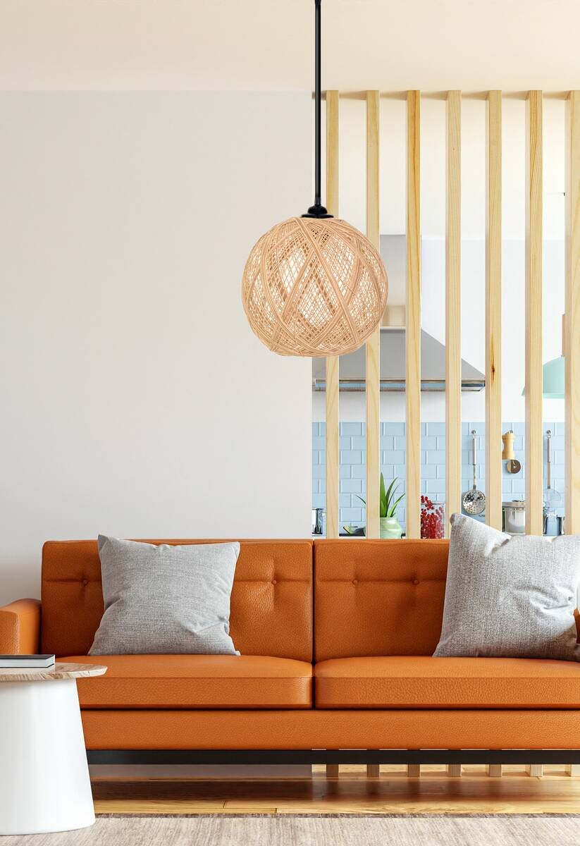 Opviq Pendelleuchte ecru braun B/H/T/L: ca. 22x55x24x22 cm E27 1 Brennstellen