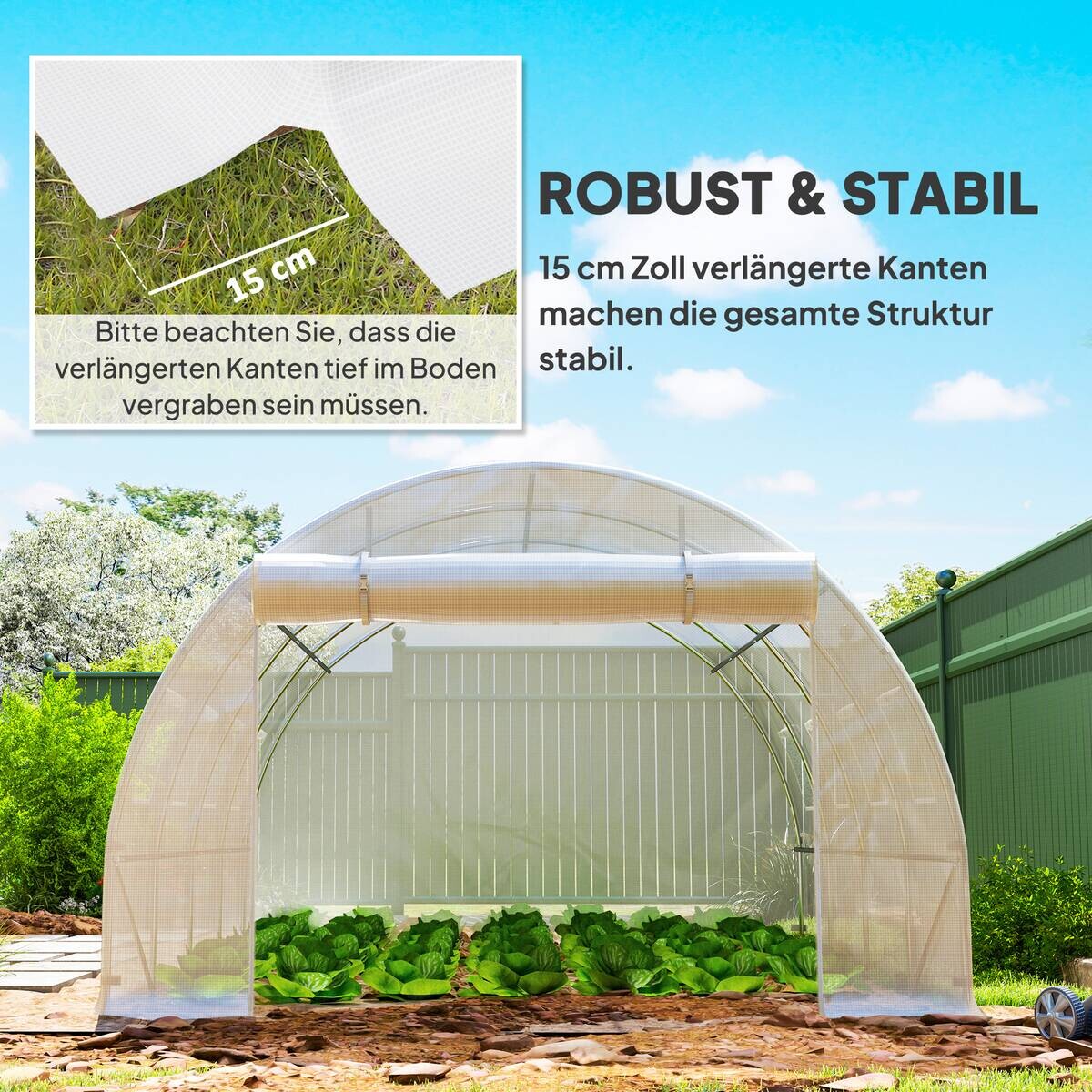 Outsunny Gewächshausfolie B/H/T/L: ca. 300x200x300x400 cm weiß