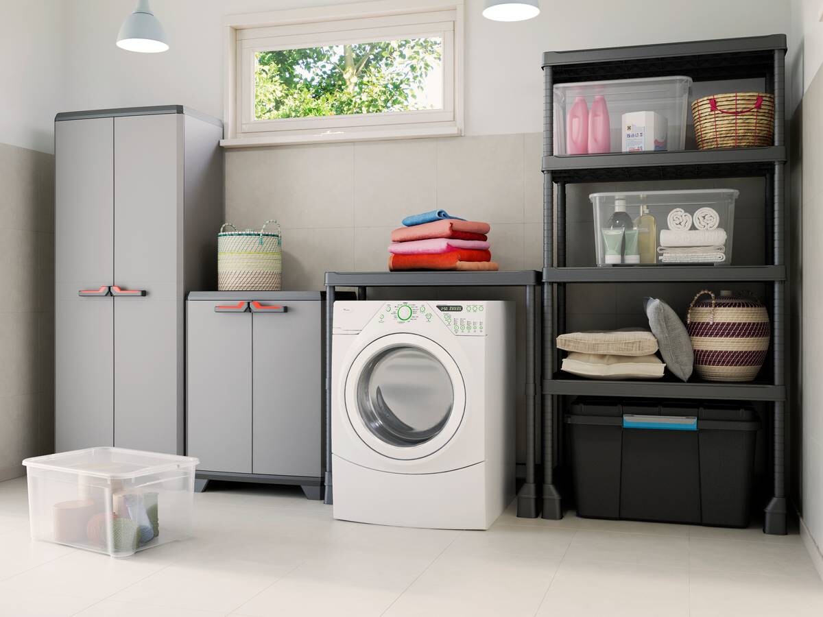 Keter Kunststoffschrank Stilo grau Kunststoff B/H/L: ca. 68x90x39 cm