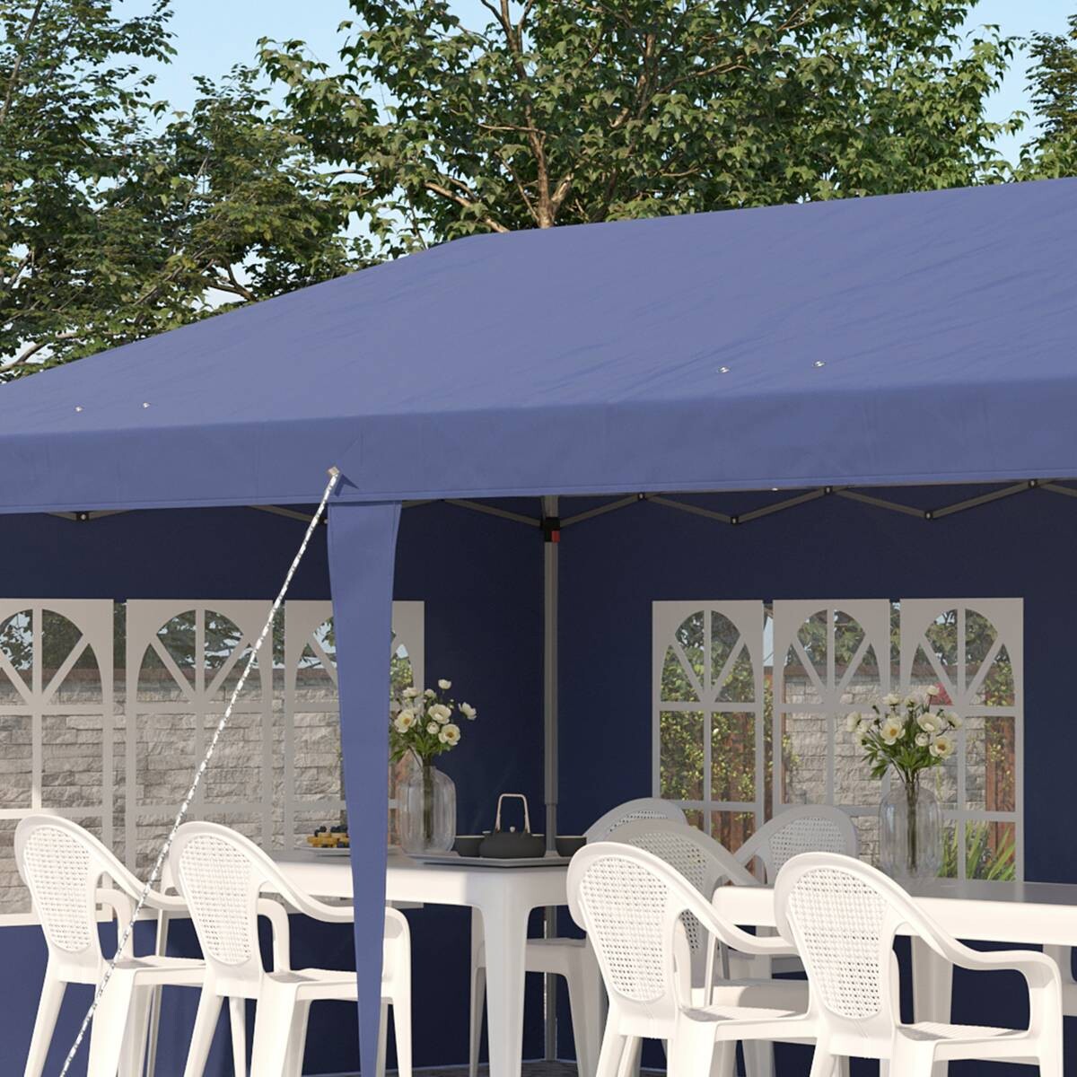 Outsunny Faltpavillon blau Polyester B/H/L: ca. 295x270x585 cm