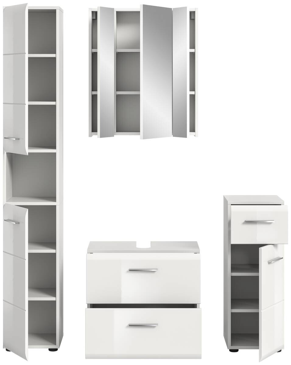 Badezimmer-Set Ice weiß weiß Hochglanz B/H/T: ca. 150x185x30 cm