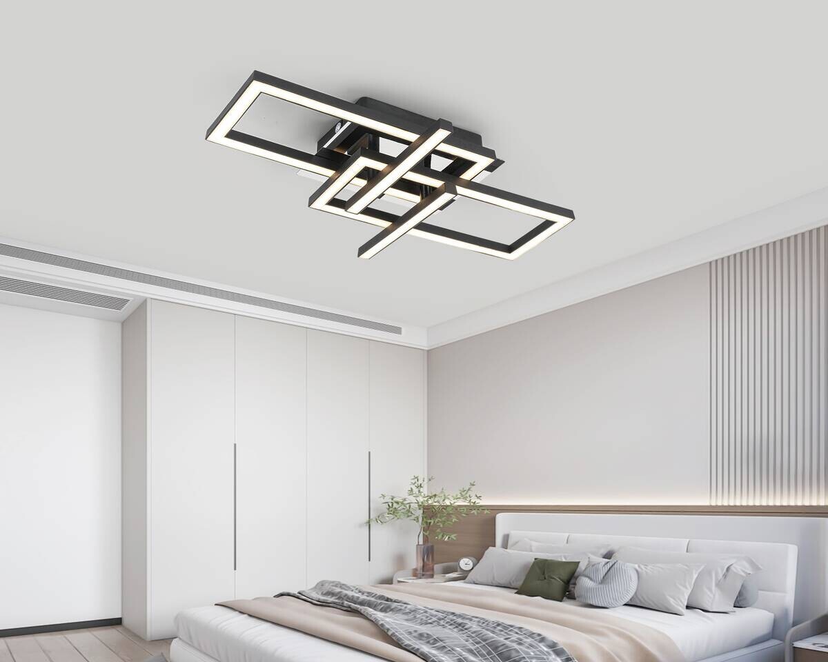 Nolo LED Deckenleuchte Harald schwarz Chrom Kunststoff Metall B/H/L: ca. 28,5x7x42 cm 1 Brennstellen