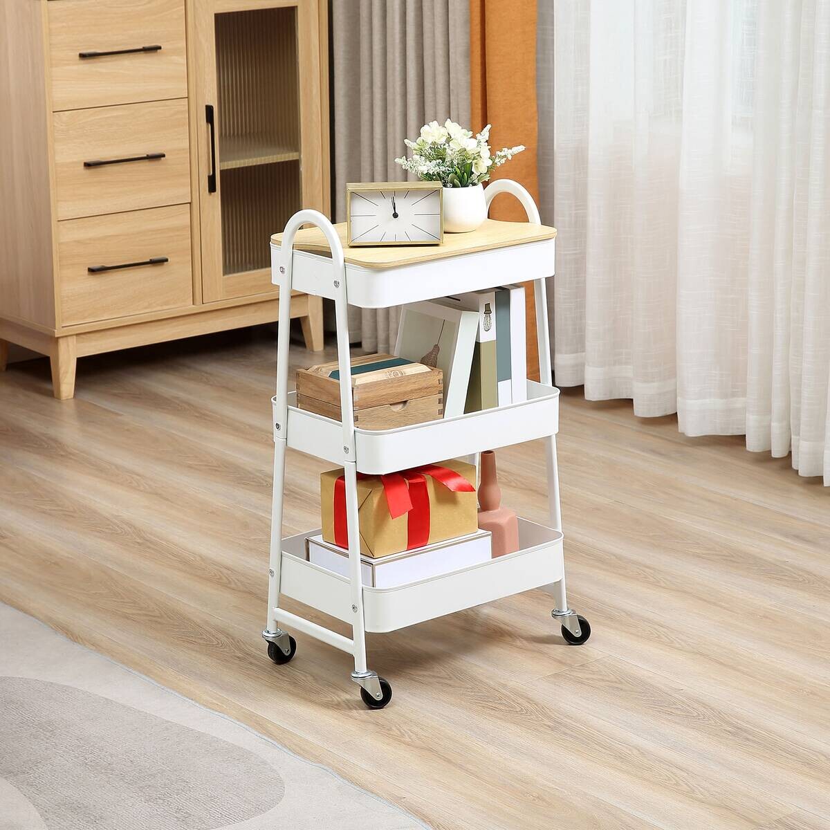 HOMCOM Küchenwagen weiß Edelstahl B/H/L: ca. 31x45x79,4 cm