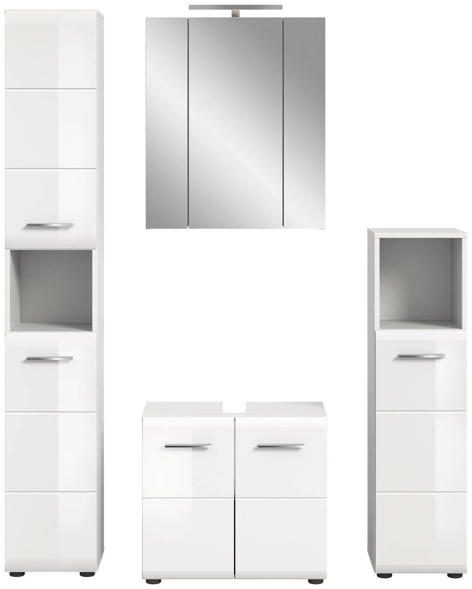 Badezimmer-Set Ice weiß weiß Hochglanz B/H/T: ca. 150x185x30 cm