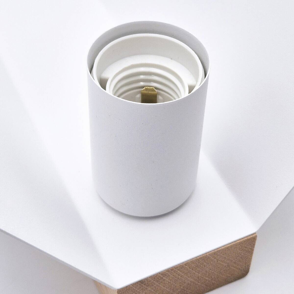 Lamkur Deckenleuchte weiß Eiche Stahl Glas B/H/L: ca. 12x11,5x24 cm E27 2 Brennstellen