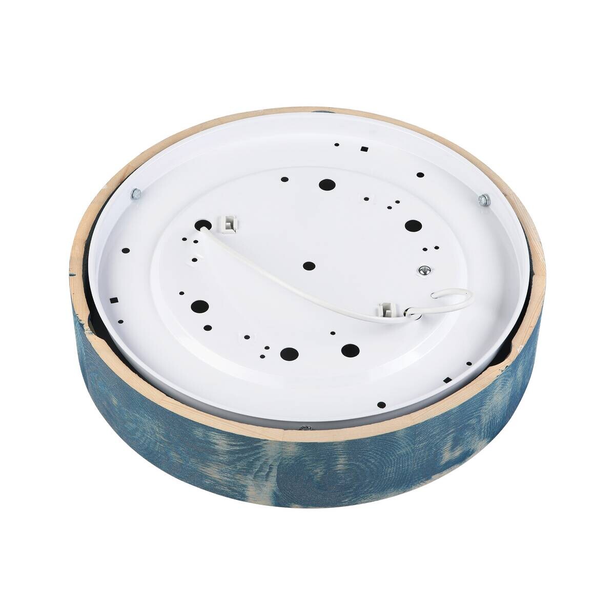 Lamkur Deckenleuchte blau hellbraun Glas Holz B/H/L: ca. 38x38x10 cm 2 Brennstellen